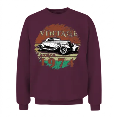 50th Birthday Classic Car - Vintage Since 1974 Unisex Sweatshirt - Maroon