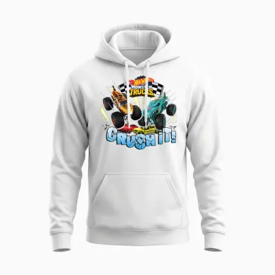 Hot Wheels Monster Trucks - Crush It Unisex Hoodie - White