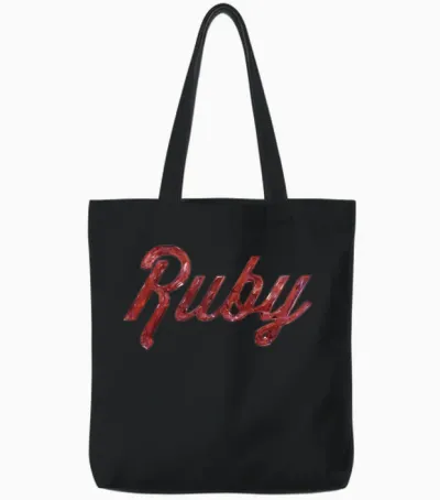 Ruby Stylized Text Tote Bags - Black