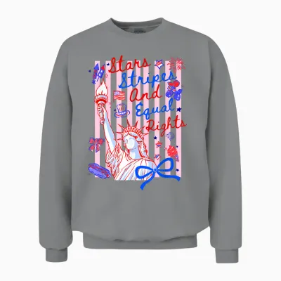 Stars Stripes and Equal Rights 4th of July Liberty Women Unisex Sweatshirt - Sport Grey