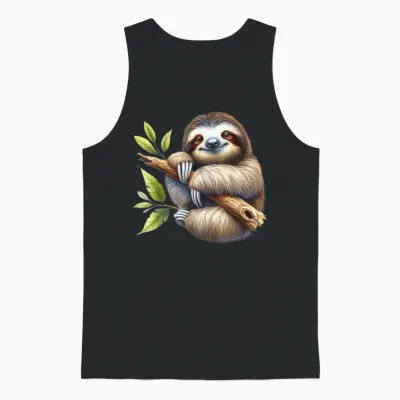 Faultier Porträt, Faultierbild Mit Kunst Faultiermotiv Unisex Tank Top - Black