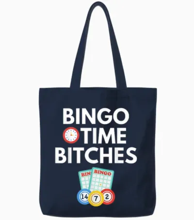 Bingo Time Bitches Funny Bingo Player Game Lover Gift Humor T-Shirt Small Tote Bags - Navy
