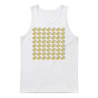 Yellow Retro Summer Flowers & Beach Unisex Tank Top - White – 1