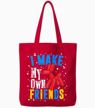 Balloon Animal Make Own Friends Twisting Dog Tote Bags - Red