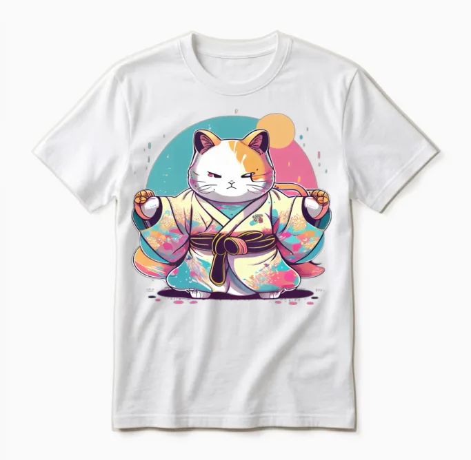 Cat Kimono Lovers Gift Unisex T-Shirt in White