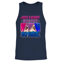 Funny Bisexual Just a Bi Boy Who Loves Anime Bisex Unisex Tank Top - Navy – 2