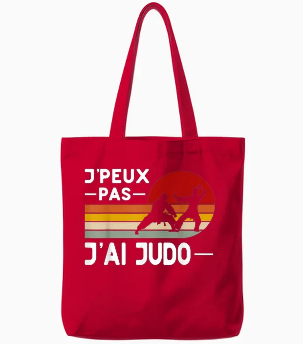 Je Peux Pas J'ai Judo Humor Judo Coach Fan Judoka Funny T-Shirt, Black, S Tote Bags in Red