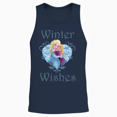 Disney Frozen Anna & Elsa Winter Wishes Long Sleeve, Black, S Unisex Tank Top - Navy