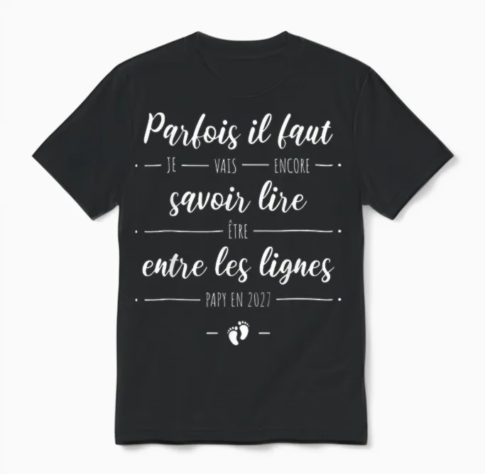 Encore Papi 2027 Papy Annonce Grossesse Encore Grand Parents Unisex T-Shirt in Black