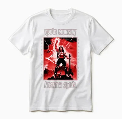 Stranger Things 4 Eddie Munson Lightning Guitar Power Unisex T-Shirt - White