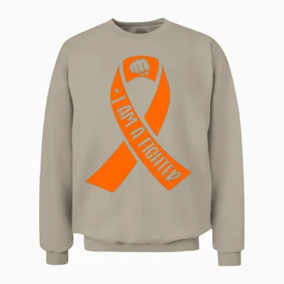 Multiple Sclerosis I'm a Fighter Orange Ribbon Unisex Sweatshirt - Sand