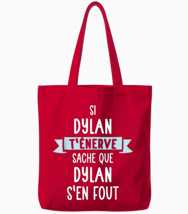 Gift Man Humor Name Personalized Dylan T-Shirt, Black, S Tote Bags in Red