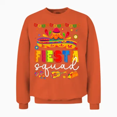 Cinco De Mayo Fiesta Squad Family Matching Group Adults Unisex Sweatshirt - Orange