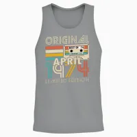 50th Birthday Vintage April 1974 Original 1974 Unisex Tank Top in Sport Grey - 2