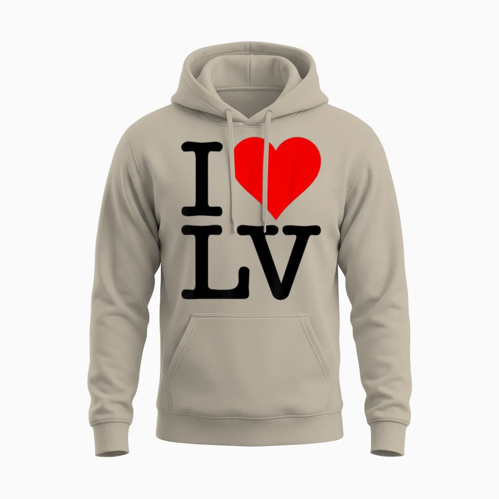 Love Heart Las Vegas Nevada Lv Unisex Hoodie in Sand