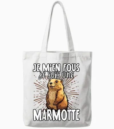 Je M'en Fous Je Suis Une Marmotte Mignonne T-Shirt, Black, S Tote Bags - White