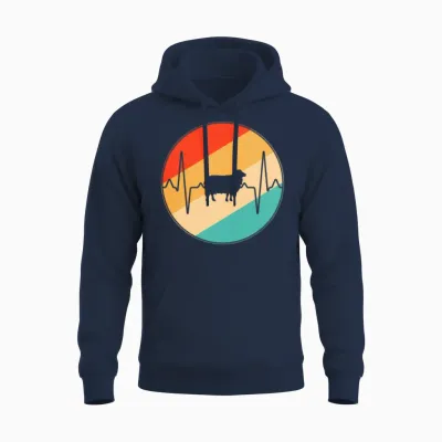 Sheep Retro Heartbeat Unisex Hoodie - Navy
