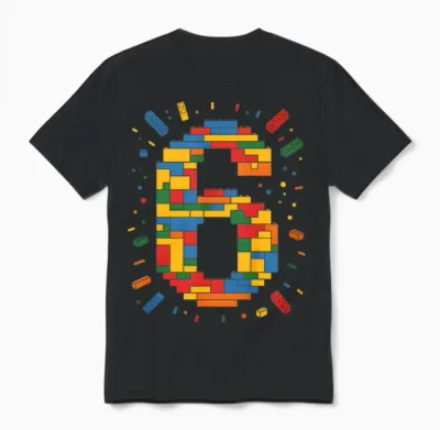 Ich Bin 6 Bausteine Geburtstag Klemmbausteine 6. Geburtstag Unisex T-Shirt - Black