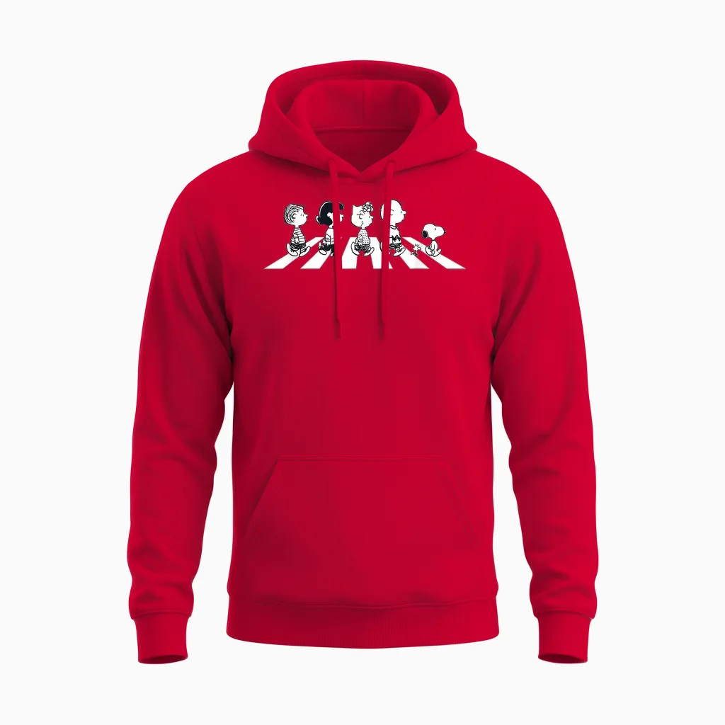 Peanuts - Snoopy Charlie Brown Crossing Street Unisex Hoodie in Red