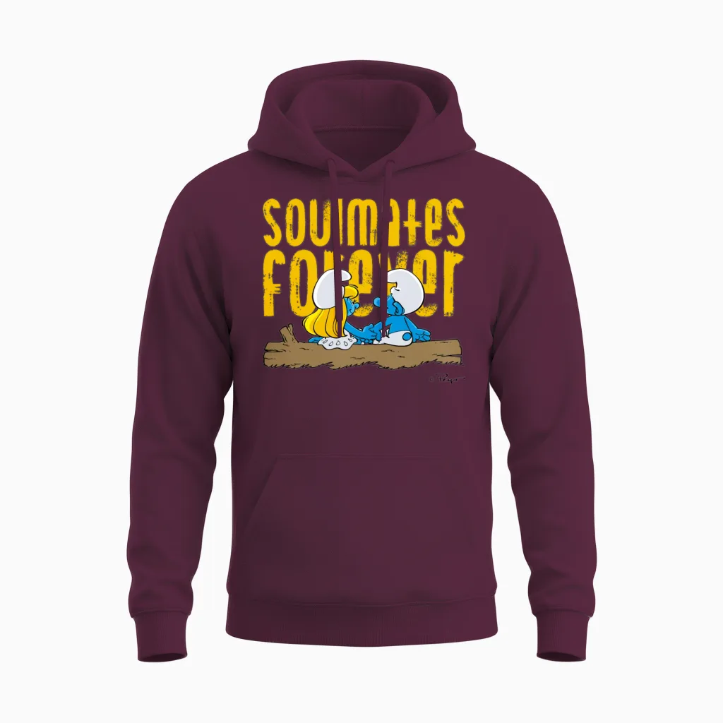 The Smurfs Gift Soulmates Forever Unisex Hoodie in Maroon