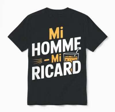 Mi Homme Mi Ricard Humour Aperitif Unisex T-Shirt - Black