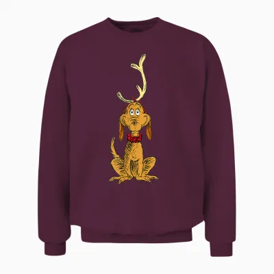 Dr. Seuss Mens Classic Dr Seuss Reindeer Max T Shirt, Black, Small Us Unisex Sweatshirt - Maroon