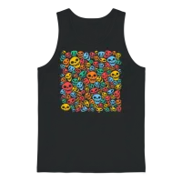Smiling Funny Skulls Halloween Unisex Tank Top - Black – 1