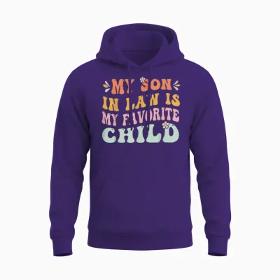 My Son in Law Is My Favorite Child, Funny Family Groovy Unisex Hoodie - Purple