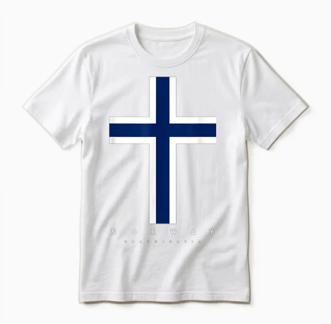 Norway Scandinavia Norwegian Flag Norge Norwayan Noreg Unisex T-Shirt in White