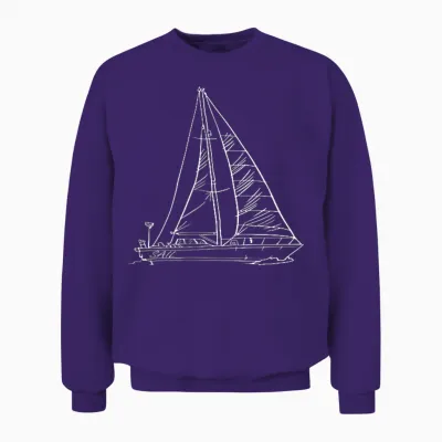 Segelboot Brustdruck Segelschiff Mit Namen Sail Auf Dem Boot Unisex Sweatshirt - Purple