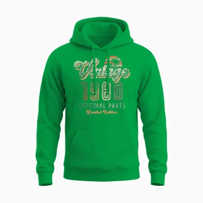 Vintage 1980 Limited Edition 45th Anniversary Palm Retro Unisex Hoodie - Irish Green