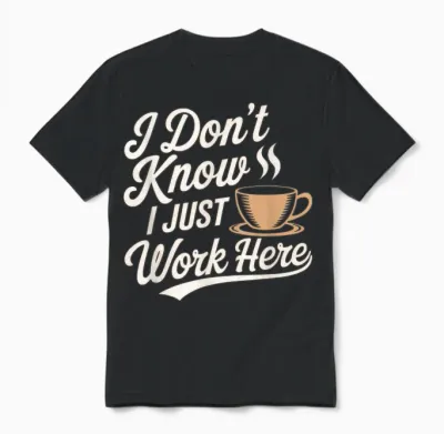 Texte Humoristique Citation Funny People I Don't Know I Just Work Here Unisex T-Shirt - Black