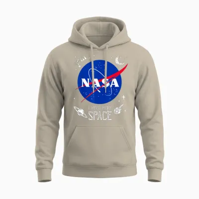Nasa Meatball Logo Classic I Need More Space T-Shirt, Black, S Unisex Hoodie - Sand