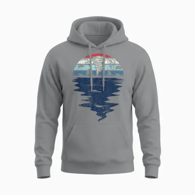 Retro Tornado Hunter Storm Chase Tornadoes T-Shirt, Black, S Unisex Hoodie - Sport Grey