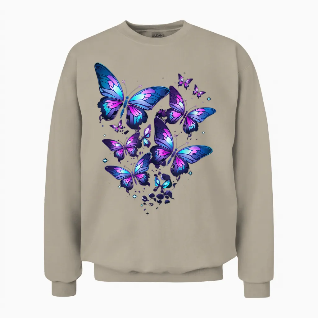 Lila Schmetterling Blaue Schmetterlinge Garten & Natur Unisex Sweatshirt in Sand