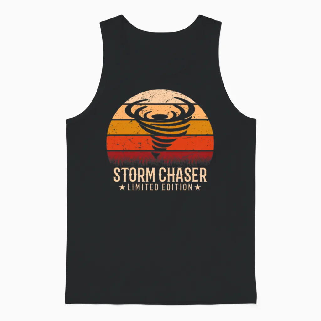 Retro Tornado Twister Hurricane Lover Unisex Tank Top in Black