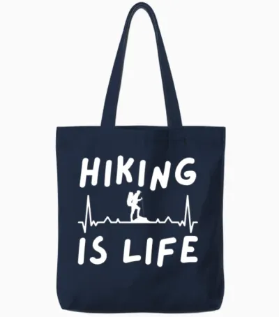 Hiking Is Life Tote Bags - Navy