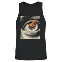 Forest Fire in Eye Retro Vintage Eco Design Nature Unisex Tank Top - Black – 2