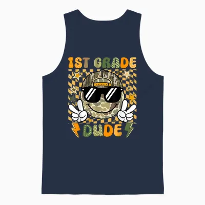 Funny Back to School Tee 1st Grade Dude Boys Girls Unisex Tank Top - Navy