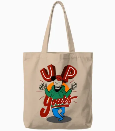Up Yours Retro Tote Bags - Natural