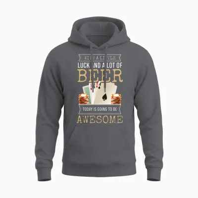 Cards Gambling Poker Face Unisex Hoodie - Charcoal