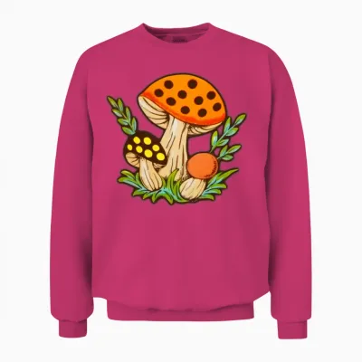 Merry Mushrooms 70s Kitchen Unisex Sweatshirt - Heliconia