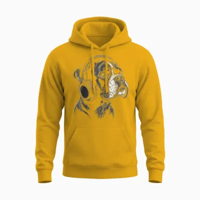 Boxer Chien Motif Animal Animalier Musique Casque Boxer Unisex Hoodie - Gold