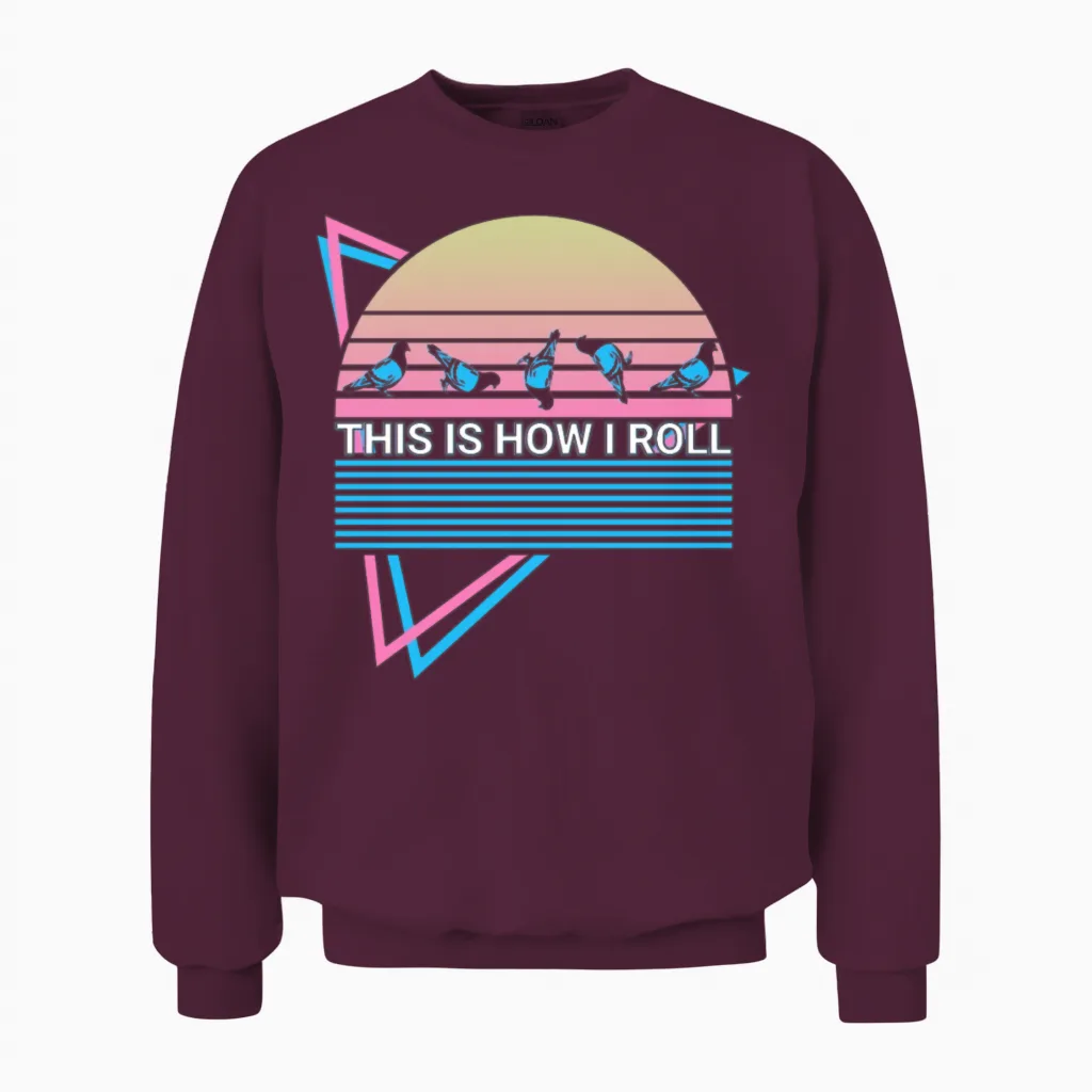 Pigeon Retro Unisex Sweatshirt in Maroon