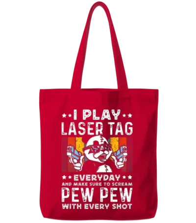 Laser Tag Panda Pew Pew Tote Bags - Red