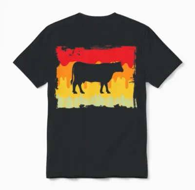 Cow Retro Unisex T-Shirt - Black