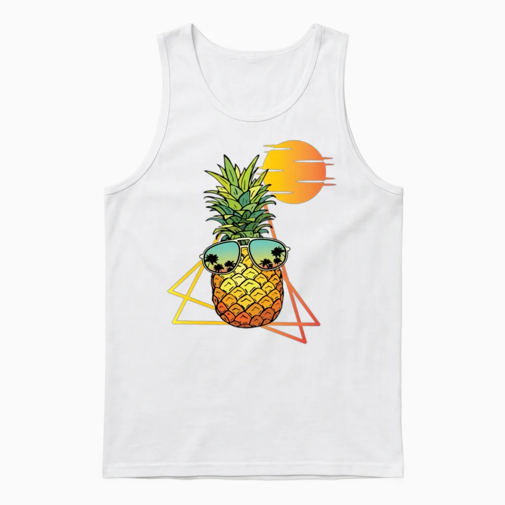 80's Retro Pineapple Unisex Tank Top in White