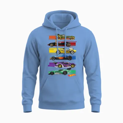Hot Wheels Multi Car Unisex Hoodie - Carolina Blue