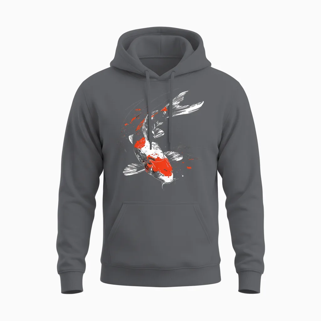 Koi Fisch Tier Grafik Kunst Koi Fisch Unisex Hoodie in Charcoal