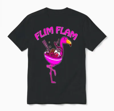 Ramen Flim Flam Flamingo Unisex T-Shirt - Black